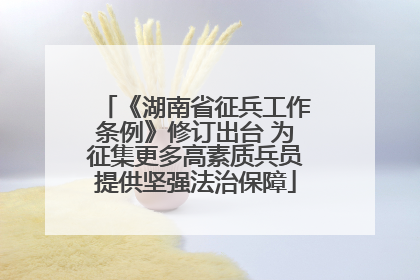 《湖南省征兵工作条例》修订出台 为征集更多高素质兵员提供坚强法治保障