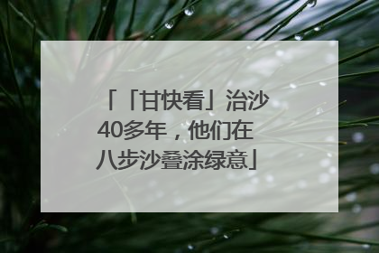 「甘快看」治沙40多年，他们在八步沙叠涂绿意