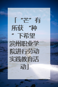 “芒”有所获 “种”下希望 滨州职业学院进行劳动实践教育活动