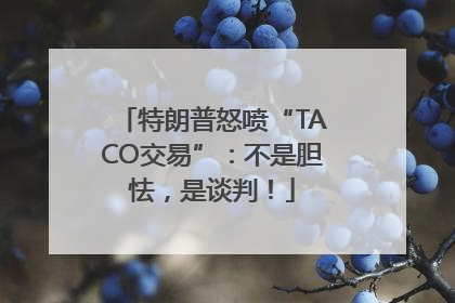 特朗普怒喷“TACO交易”：不是胆怯，是谈判！