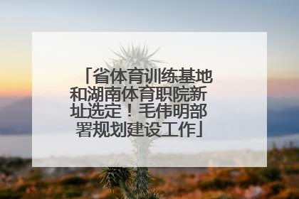 省体育训练基地和湖南体育职院新址选定！毛伟明部署规划建设工作