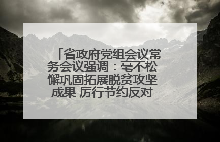 省政府党组会议常务会议强调：毫不松懈巩固拓展脱贫攻坚成果 厉行节约反对浪费弘扬优良作风