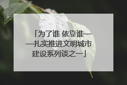 为了谁 依靠谁——扎实推进文明城市建设系列谈之一