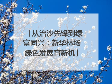 从治沙先锋到绿富同兴：新华林场绿色发展育新机