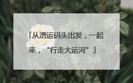 从漕运码头出发，一起来，“行走大运河”