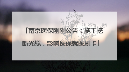 南京医保刚刚公告：施工挖断光缆，影响医保就医刷卡