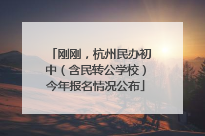刚刚，杭州民办初中（含民转公学校）今年报名情况公布