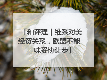和评理｜维系对美经贸关系，欧盟不能一味妥协让步