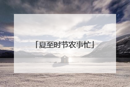 夏至时节农事忙