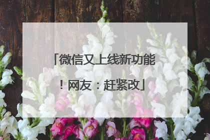 微信又上线新功能！网友：赶紧改