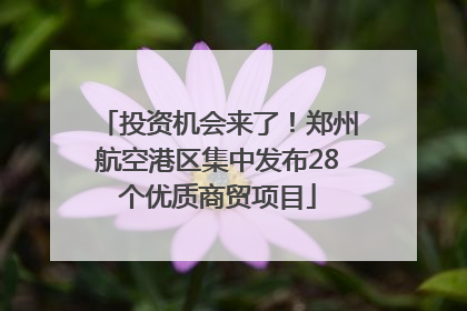 投资机会来了！郑州航空港区集中发布28个优质商贸项目