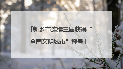 新乡市连续三届获得“全国文明城市”称号