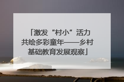 激发“村小”活力 共绘多彩童年——乡村基础教育发展观察
