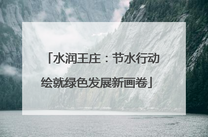 水润王庄：节水行动绘就绿色发展新画卷
