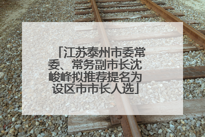 江苏泰州市委常委、常务副市长沈峻峰拟推荐提名为设区市市长人选