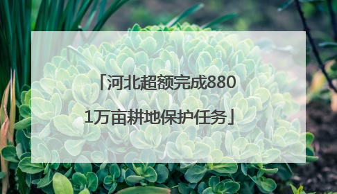 河北超额完成8801万亩耕地保护任务
