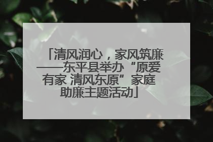 清风润心，家风筑廉——东平县举办“原爱有家 清风东原”家庭助廉主题活动