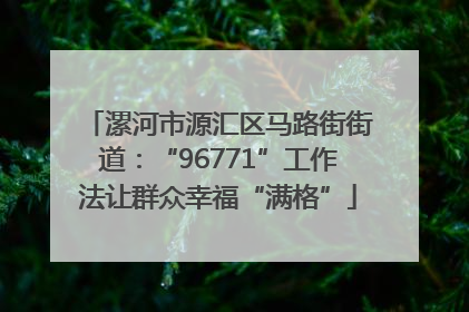 漯河市源汇区马路街街道：“96771”工作法让群众幸福“满格”
