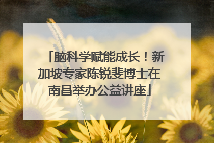 脑科学赋能成长！新加坡专家陈锐斐博士在南昌举办公益讲座