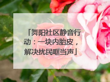 舞阳社区静音行动：一块内胎皮，解决扰民哐当声