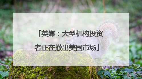 英媒：大型机构投资者正在撤出美国市场