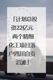 计划总投资22亿元 两个精细化工项目落户四川自贡沿滩