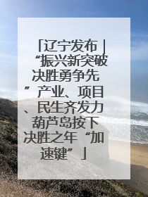 辽宁发布｜“振兴新突破 决胜勇争先”产业、项目、民生齐发力 葫芦岛按下决胜之年“加速键”