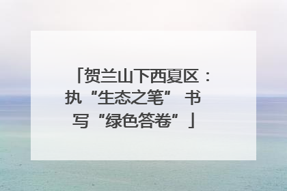 贺兰山下西夏区：执“生态之笔” 书写“绿色答卷”