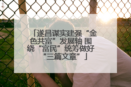 遂昌谋实建强“金色共富”发展轴 围绕“富民”统筹做好“三篇文章”