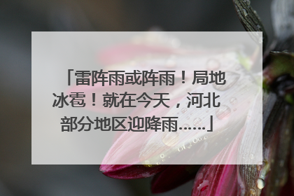 雷阵雨或阵雨！局地冰雹！就在今天，河北部分地区迎降雨……