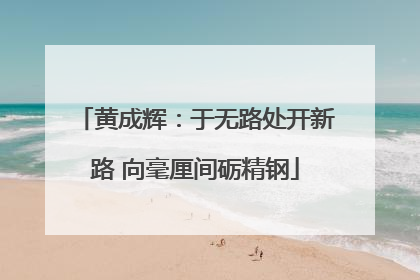 黄成辉：于无路处开新路 向毫厘间砺精钢