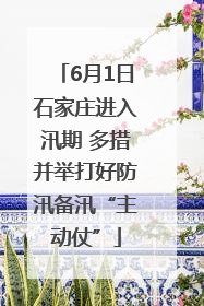 6月1日石家庄进入汛期 多措并举打好防汛备汛“主动仗”