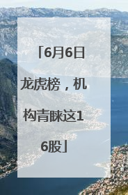 6月6日龙虎榜，机构青睐这16股